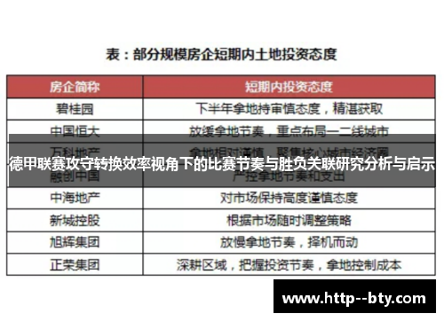 德甲联赛攻守转换效率视角下的比赛节奏与胜负关联研究分析与启示